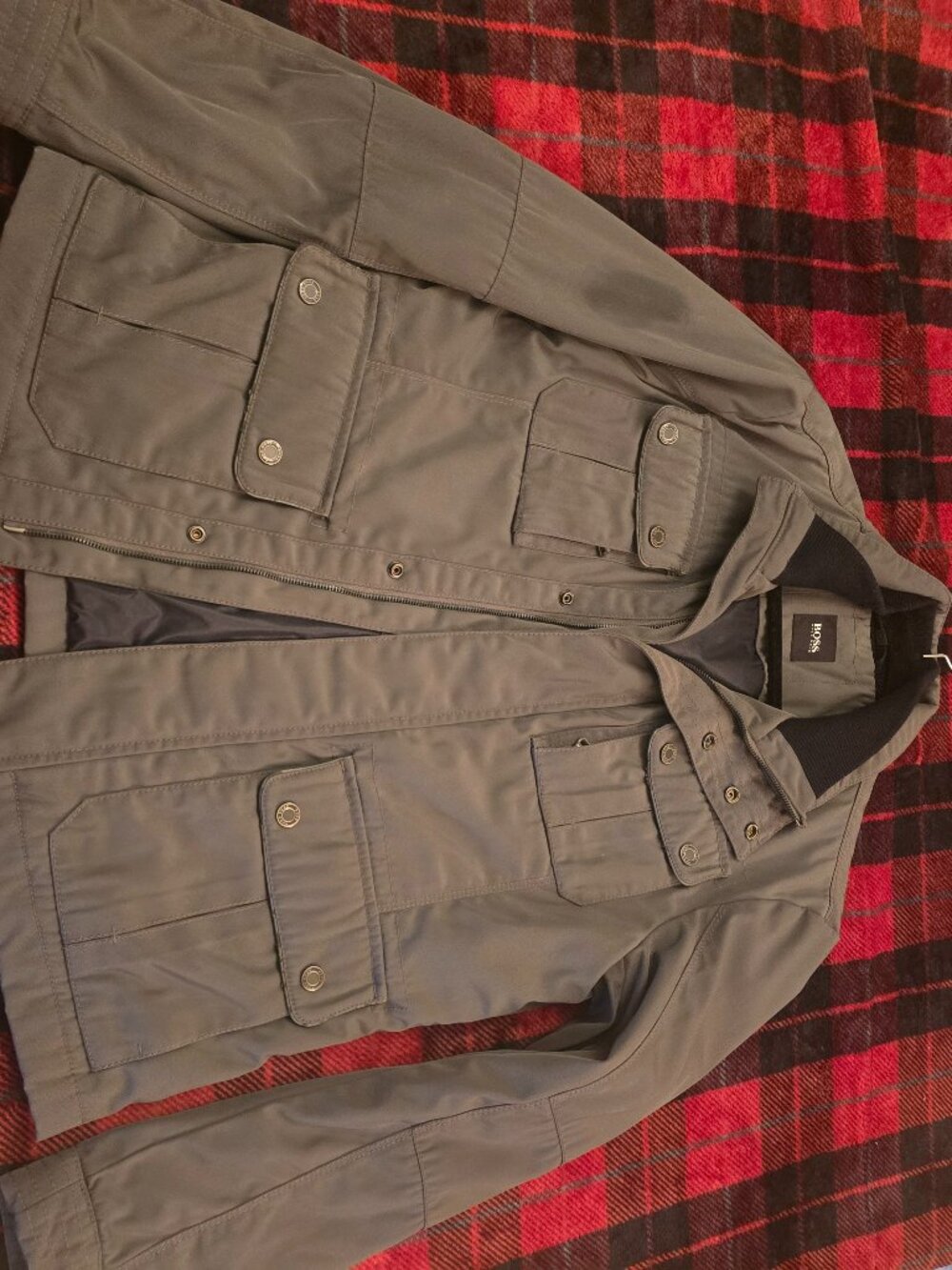 BOSS Hugo Boss Grey Utility Field Jacket Military Cargo Coat